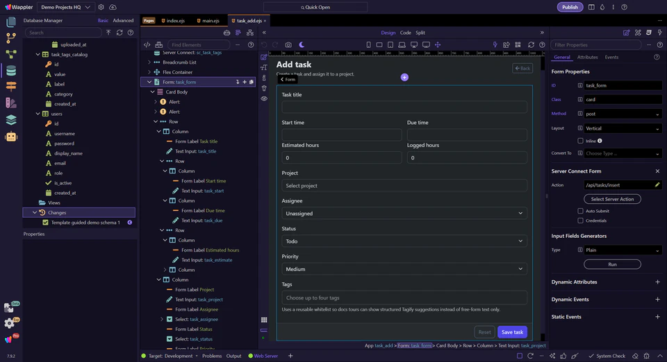 Screenshot: What Wappler generates for you