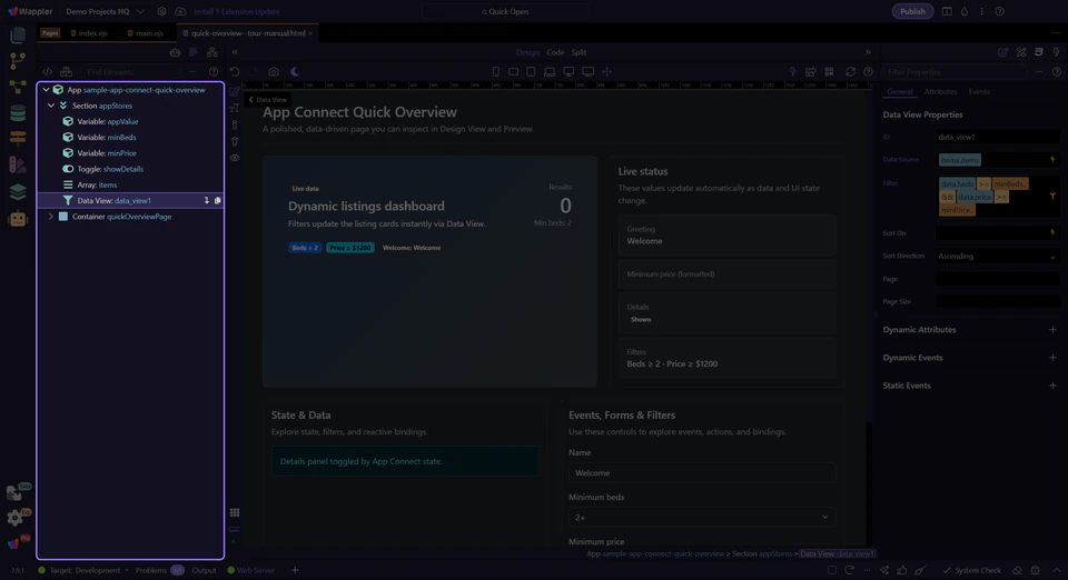 Screenshot: The component that owns the filter