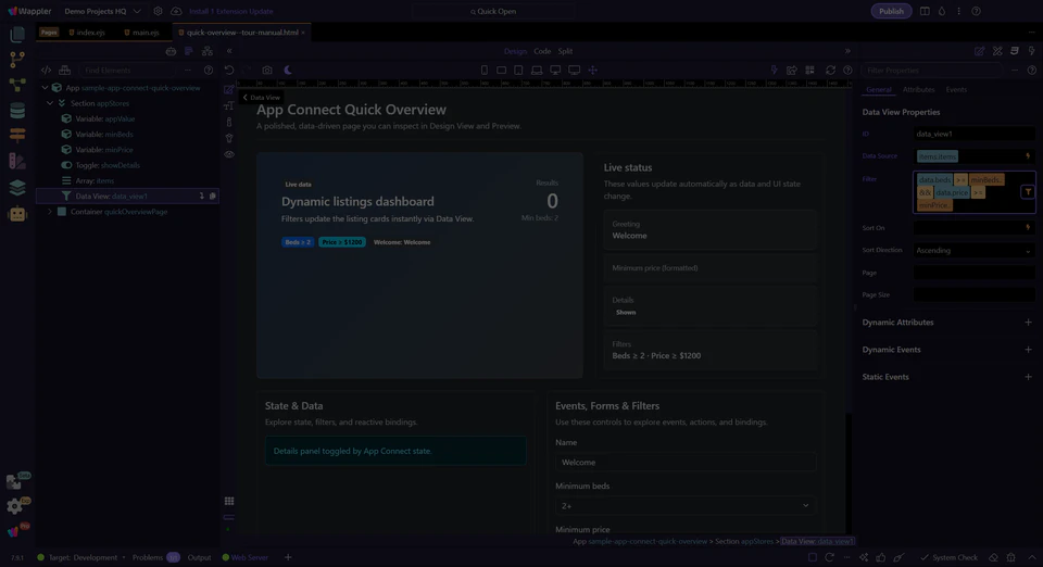 Screenshot: The popup is where you build the condition visually