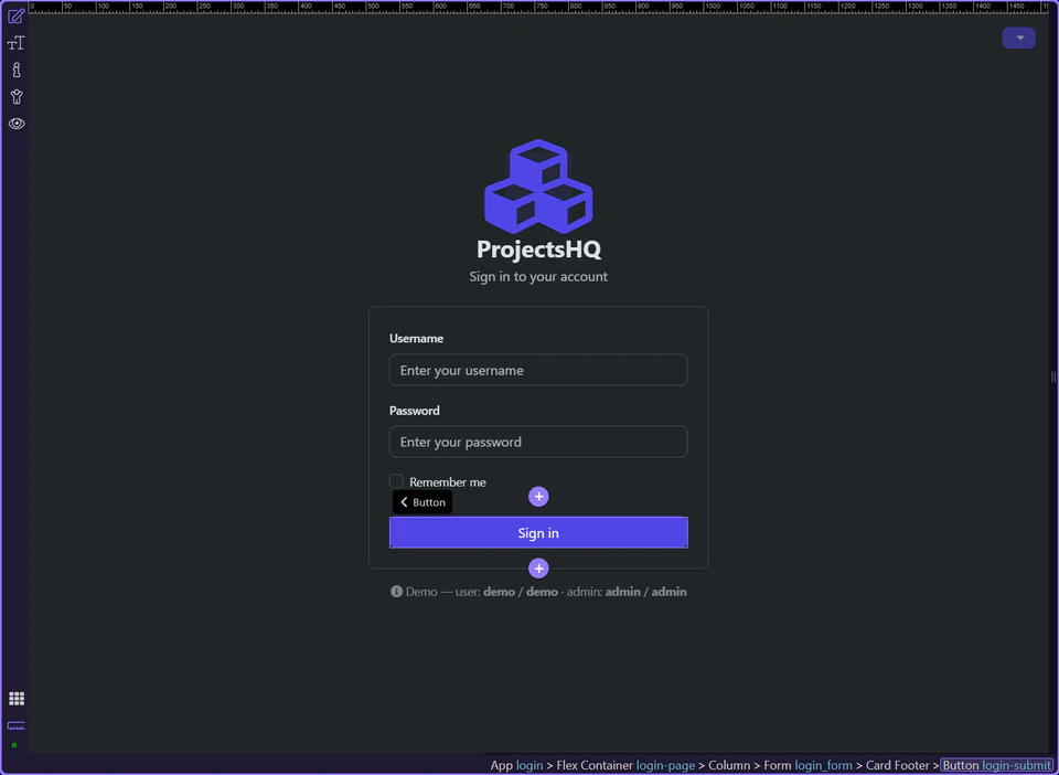 Screenshot: The submit control shows the request is in flight