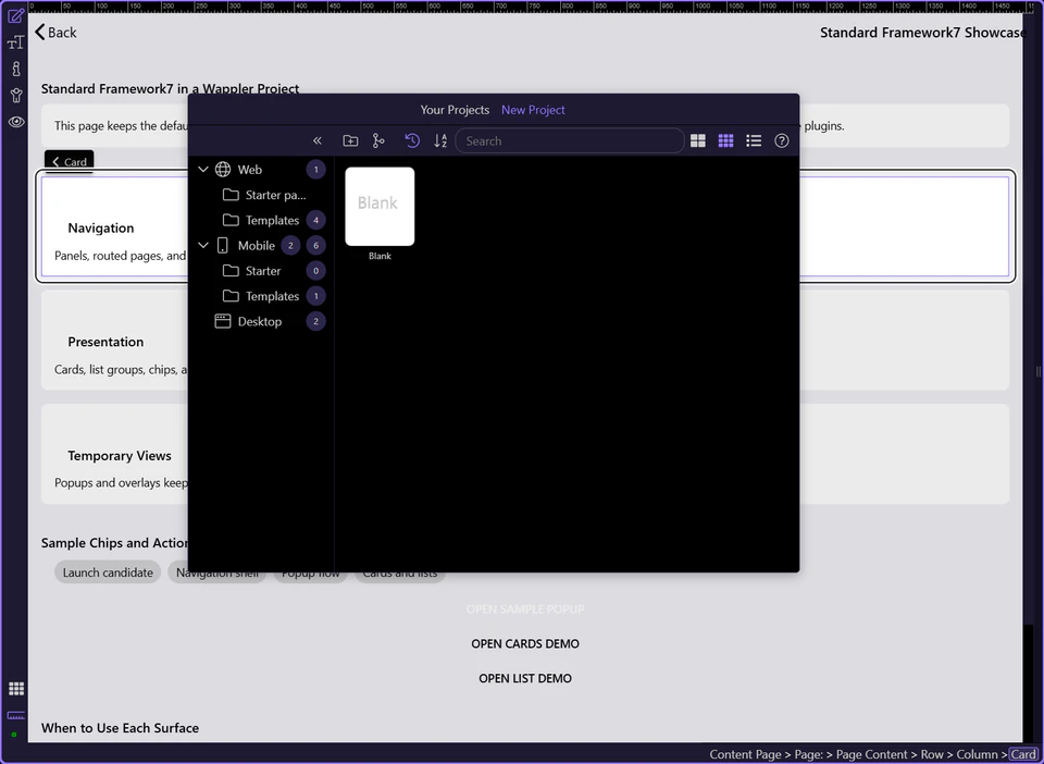 Screenshot: Cards organize short, independent stories