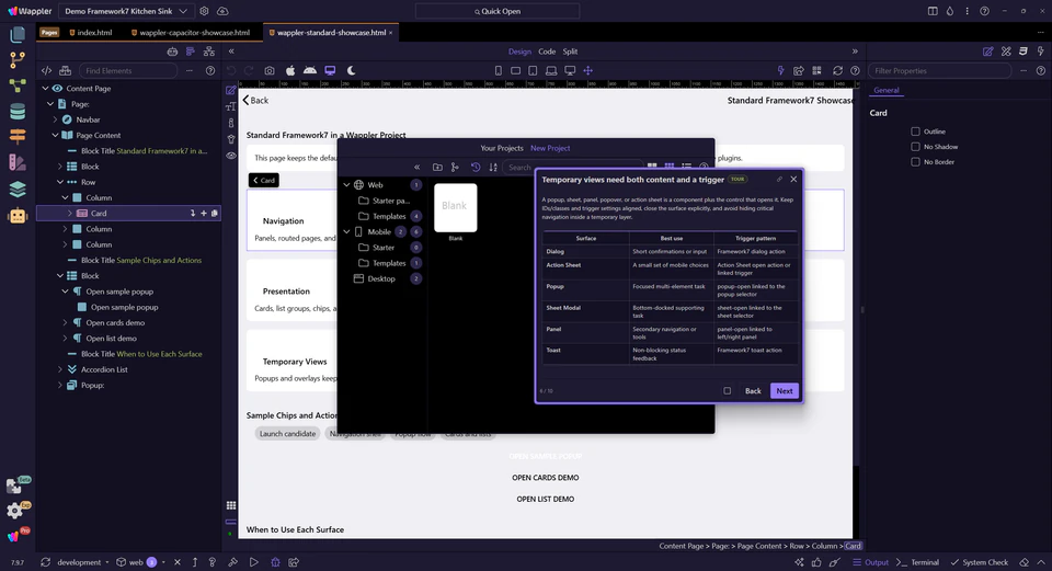 Screenshot: Temporary views need both content and a trigger