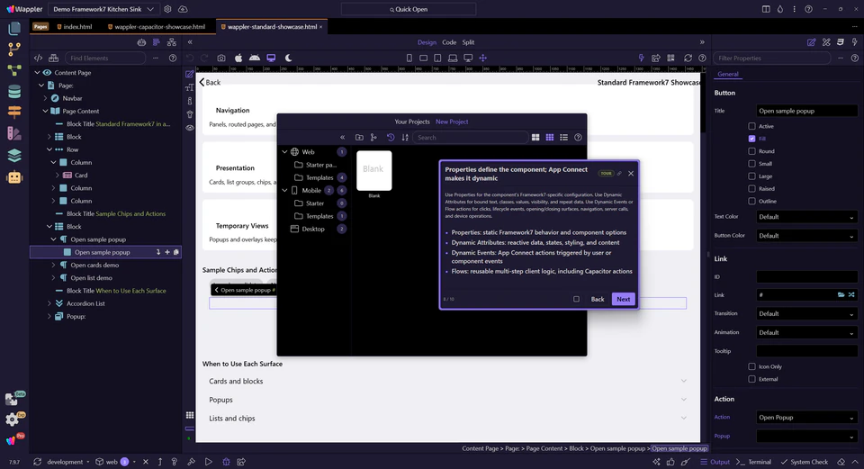 Screenshot: Properties define the component; App Connect makes it dynamic
