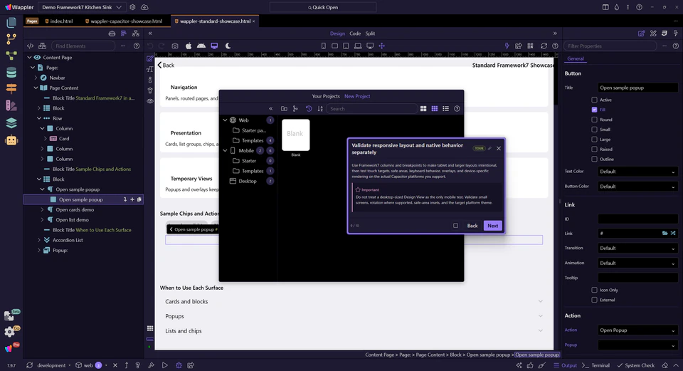 Screenshot: Validate responsive layout and native behavior separately