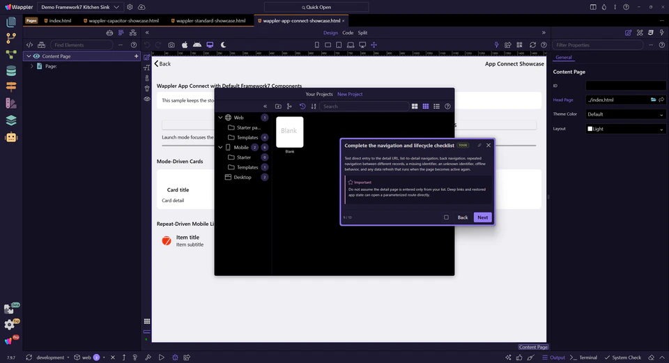 Screenshot: Complete the navigation and lifecycle checklist