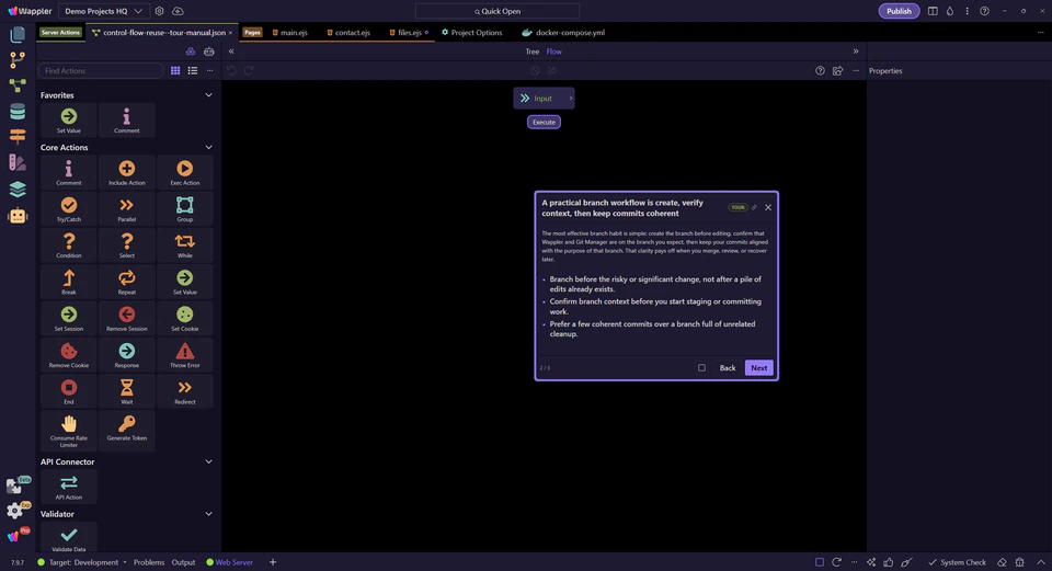 Screenshot: A practical branch workflow is create, verify context, then keep commits coherent