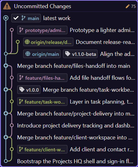 Screenshot: Open the real commit context menu