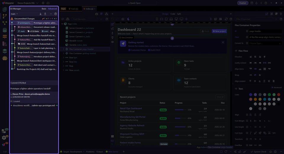 Screenshot: Git can be a restore map or a team timeline