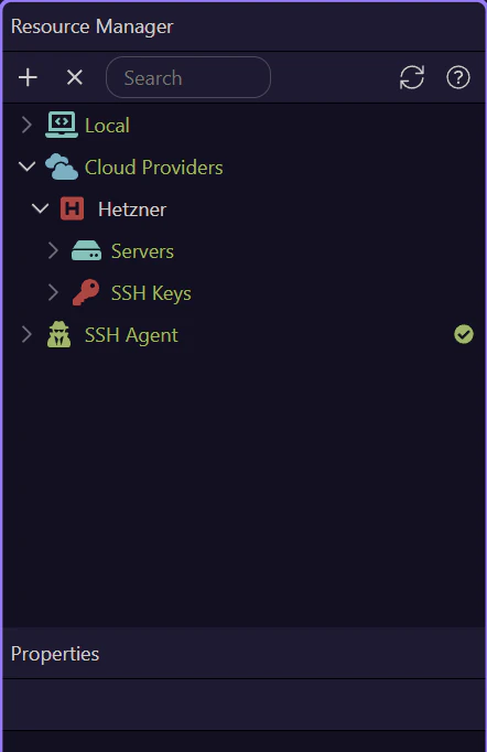Screenshot: SSH keys are part of the resource story