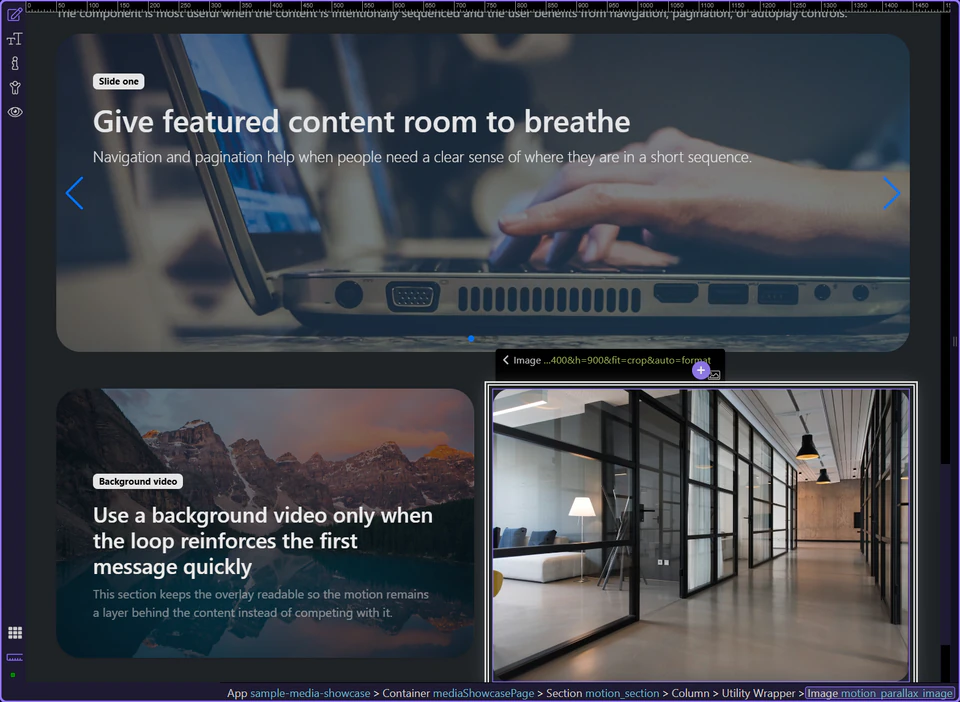 Screenshot: Image Parallax works best as a subtle depth cue