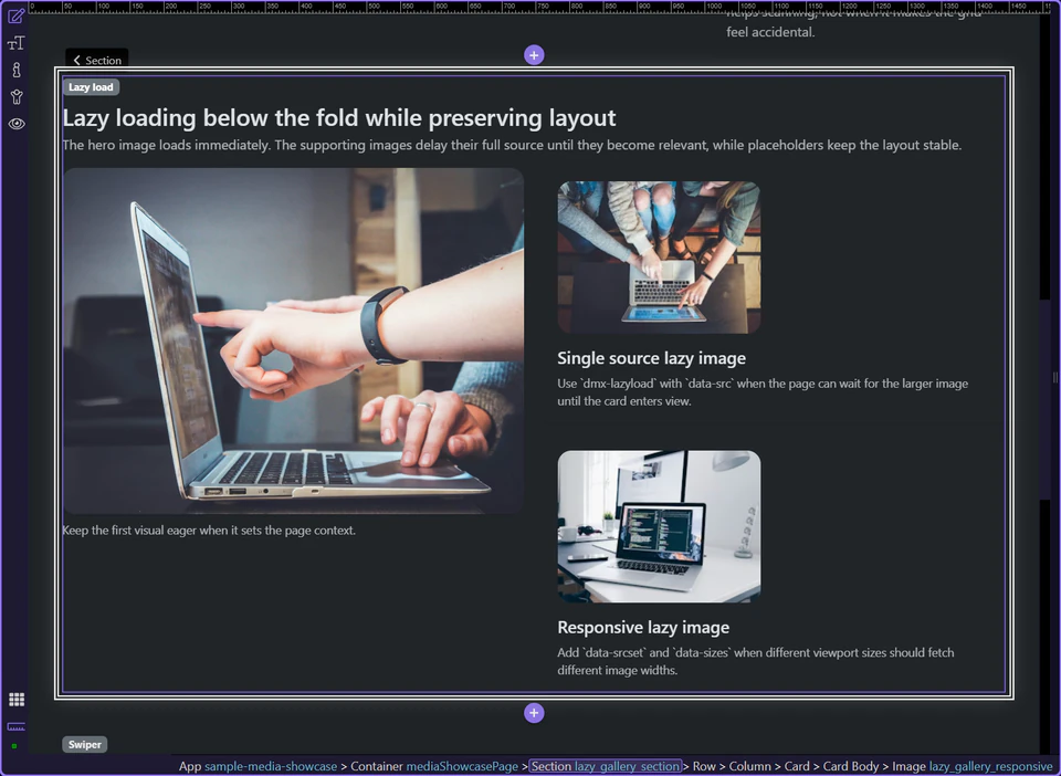 Screenshot: The visual layout still has to work before the full image arrives