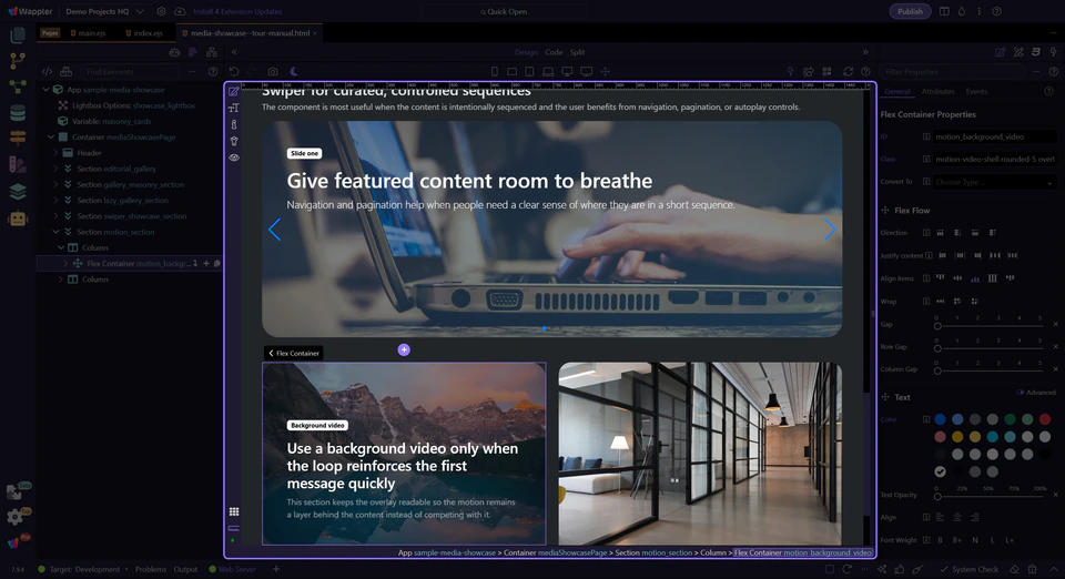 Screenshot: Background Video is strongest when the loop reinforces the message quickly