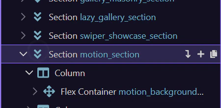 Screenshot: App Structure confirms the section-level parent