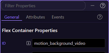 Screenshot: The Background Video component keeps the core setup small
