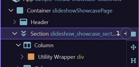 Screenshot: The inline plus action opens the component picker