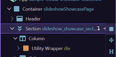 Screenshot: Slideshow is the classic single-frame sequencing component