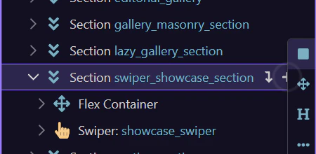Screenshot: The inline plus action opens the component picker