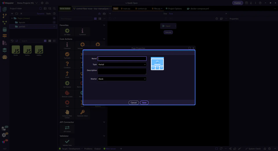 Screenshot: Page Properties keeps the partial context visible