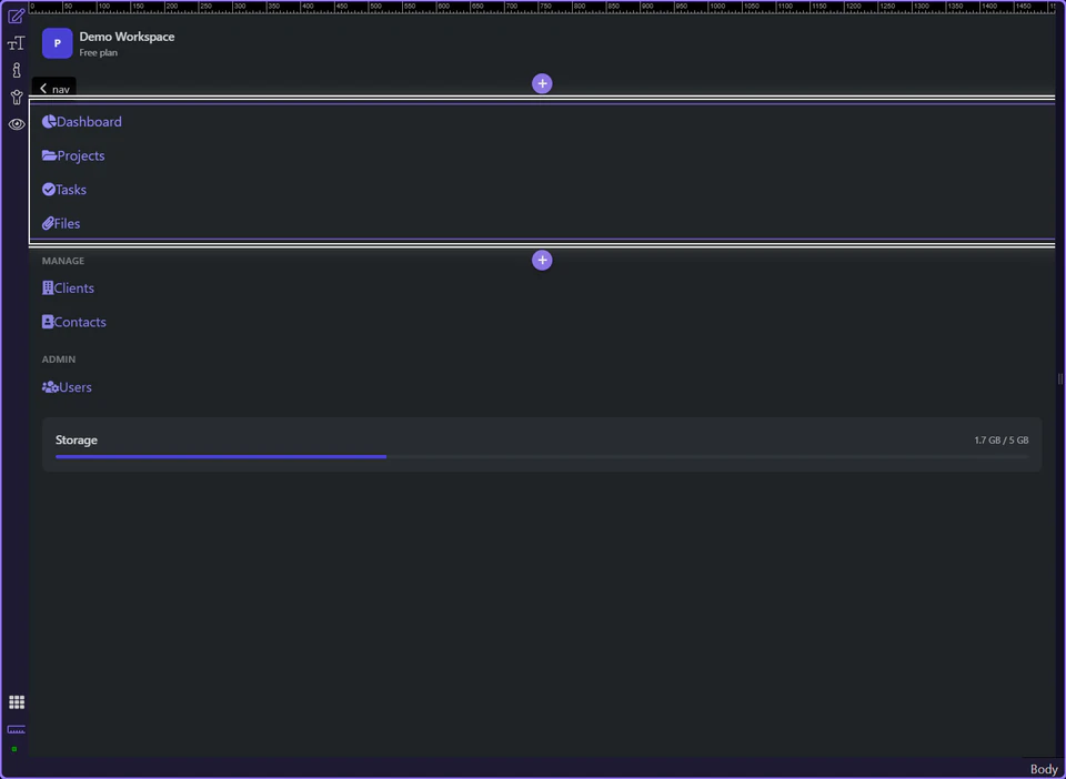 Screenshot: Design View renders the reusable fragment in context