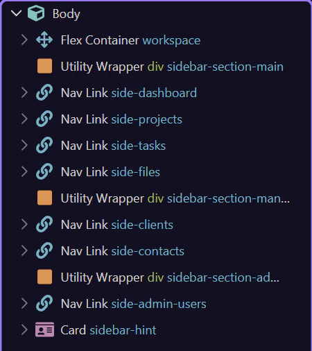 Screenshot: Page Structure maps the reusable fragment
