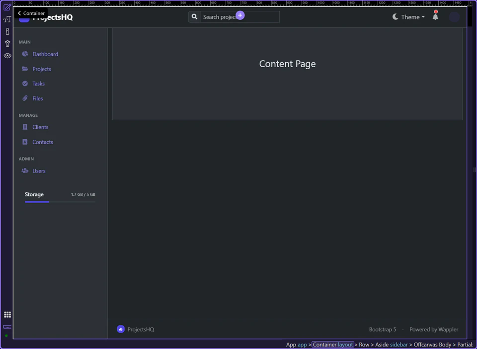 Screenshot: The composed layout remains visually editable