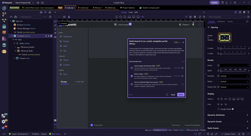 Screenshot: Build shared UI as a small, navigable partial library
