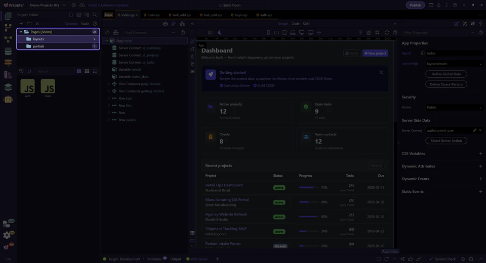 Screenshot: Use the tree to separate page roles