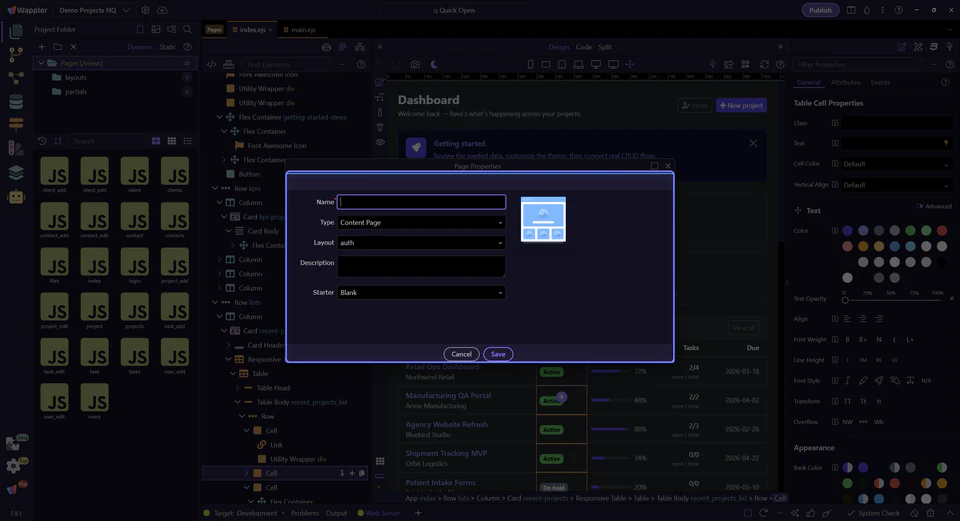 Screenshot: Page Properties dialog