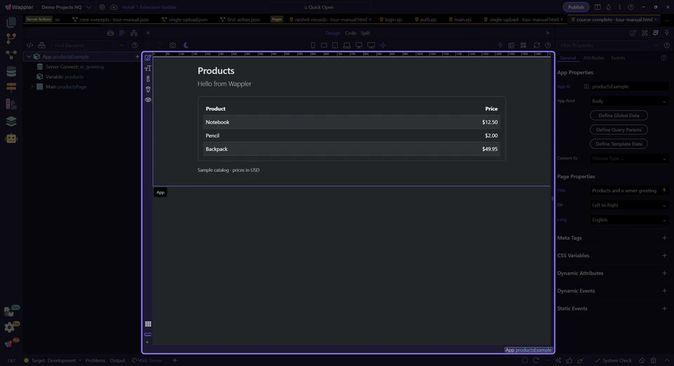 Screenshot: Open the page you built