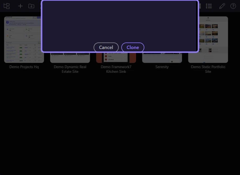 Screenshot: Clone Project Settings