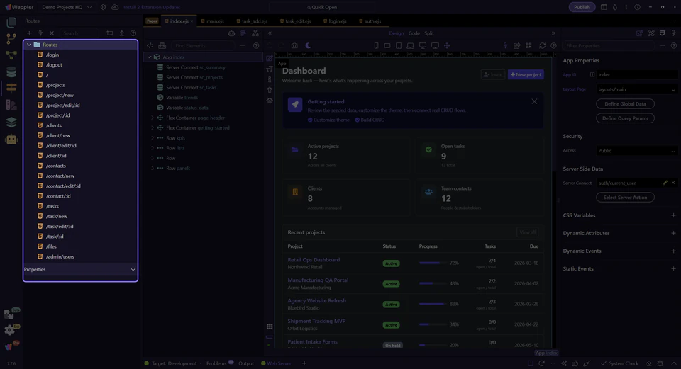 Screenshot: Read the generated route tree