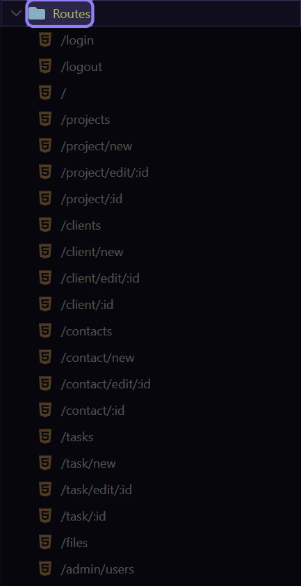 Screenshot: `Routes` root selection