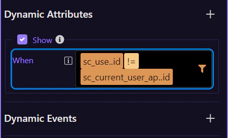 Screenshot: The show expression compares two identities