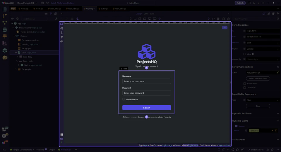 Screenshot: The login page is shared by every role