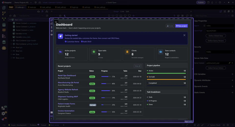 Screenshot: The sidebar already proves the admin branch exists