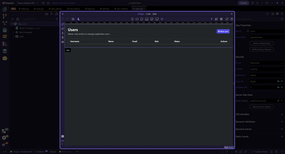 Screenshot: The admin users page is the concrete privileged destination