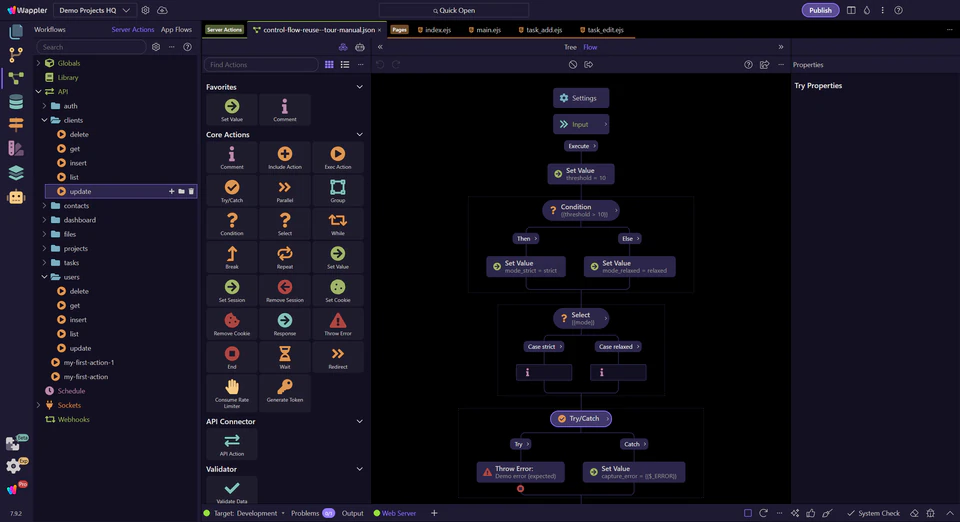 Screenshot: Try/Catch: handle expected failures