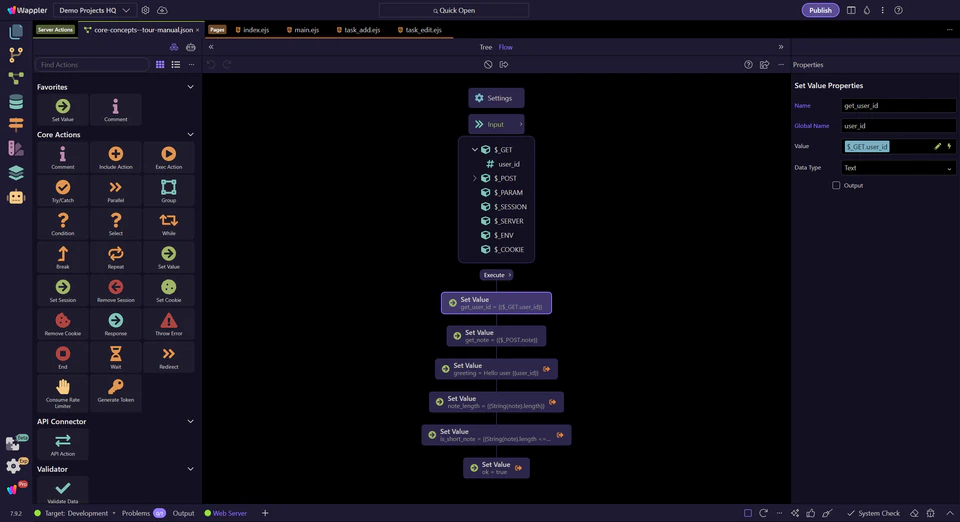 Screenshot: Steps run top-to-bottom (data scope)
