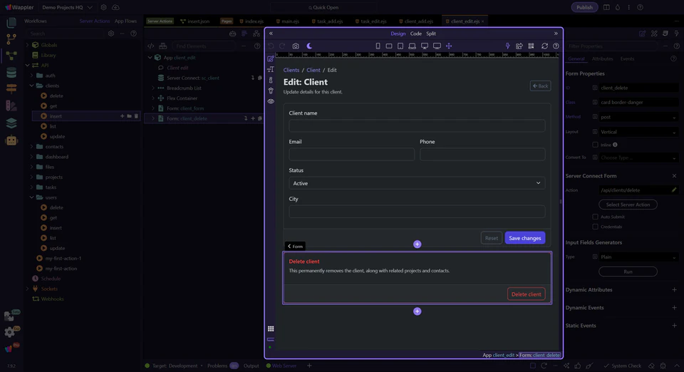 Screenshot: Delete form (POST)