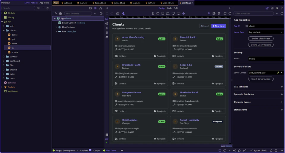 Screenshot: The Structure panel is ready