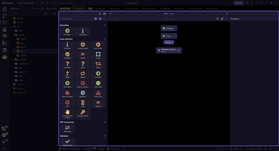 Screenshot: Orient yourself in Server Connect editor
