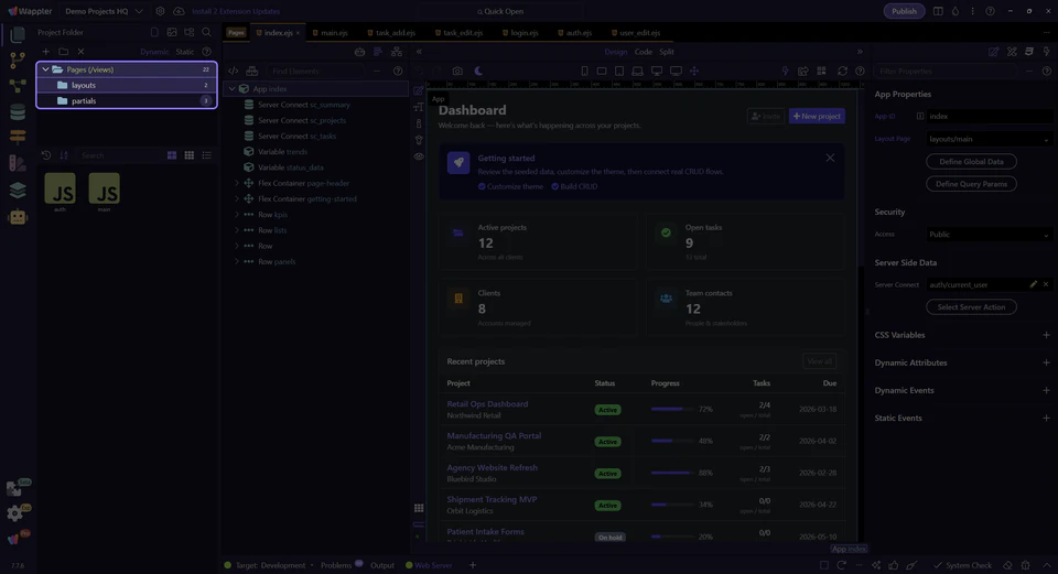 Screenshot: Pages Manager overview