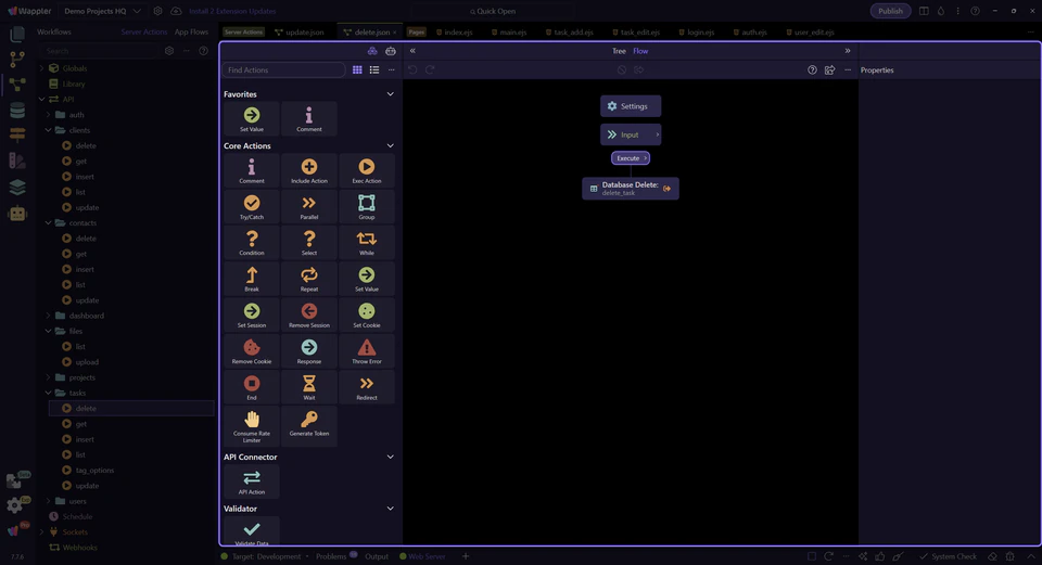 Screenshot: The delete action accepts only the record identifier