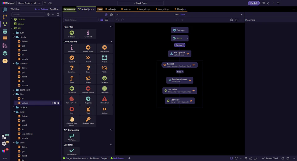 Screenshot: First Server Connect Action (mental model)