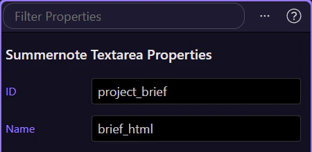 Screenshot: Name keeps the editor attached to the form workflow