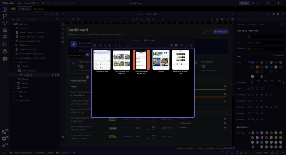 Screenshot: Project Manager is the real project-switching surface