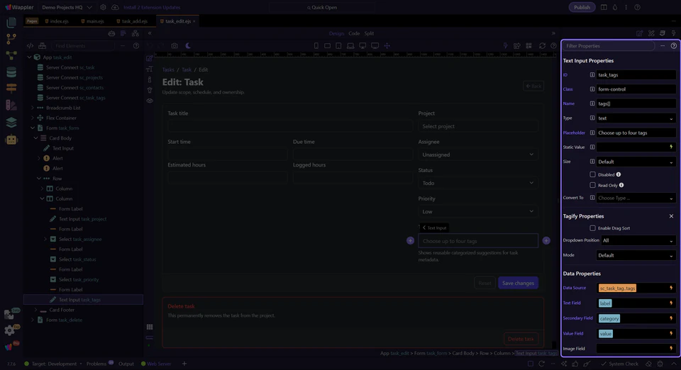 Screenshot: Properties panel shows the current guardrails