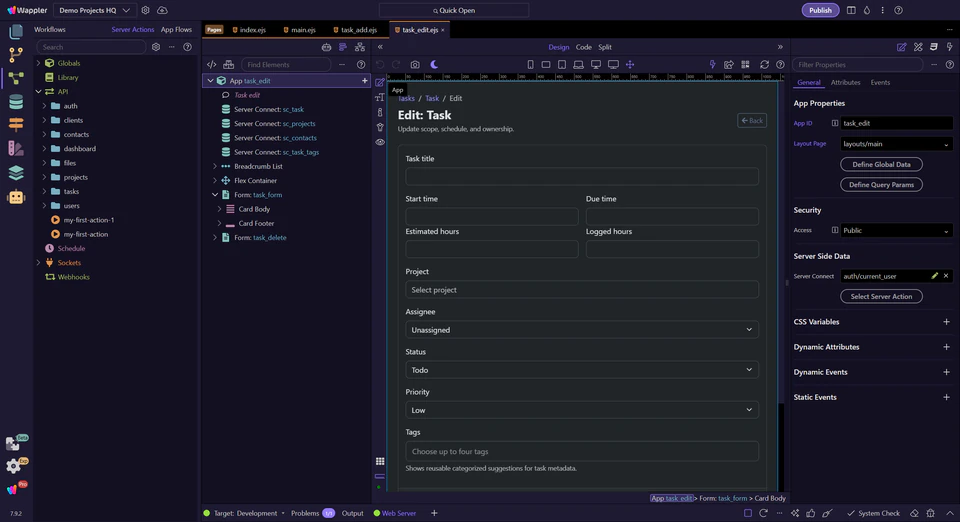 Screenshot: Using Session Variables