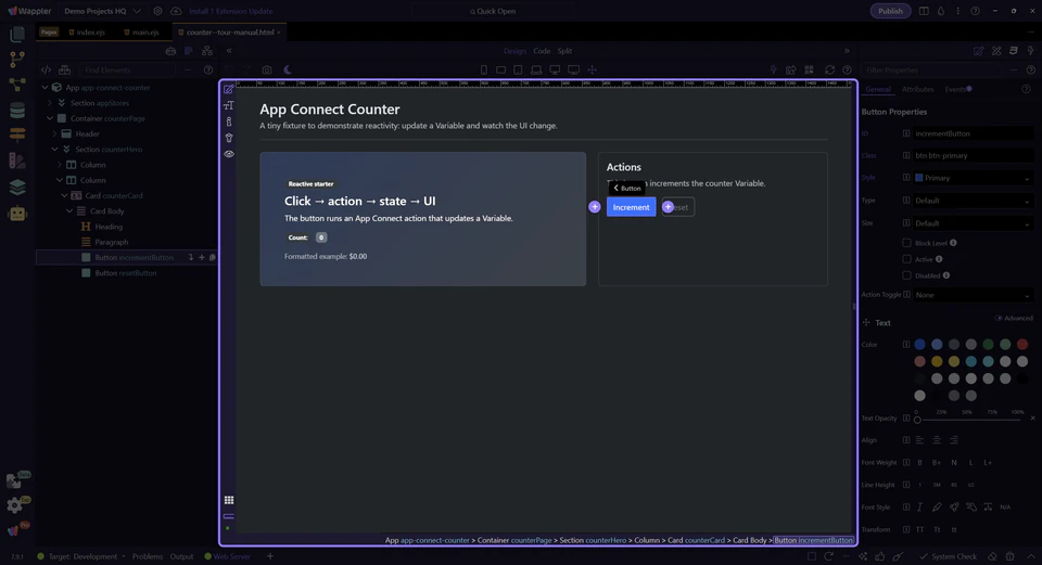 Screenshot: Inspect an element that already has an event