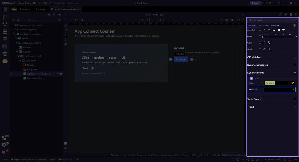 Screenshot: Modifiers keep shortcut logic visible